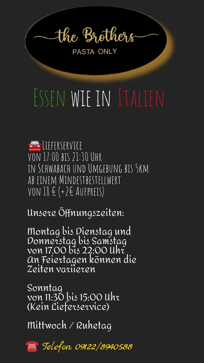 The Brothers - pasta - Speisekarte