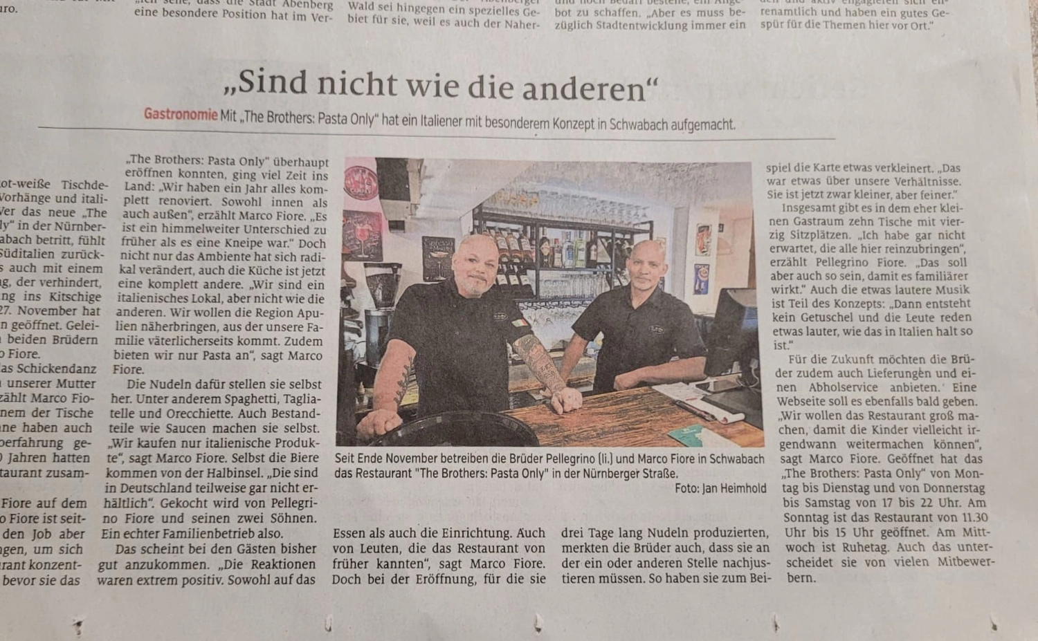 The Brothers – Pasta – Zeitung