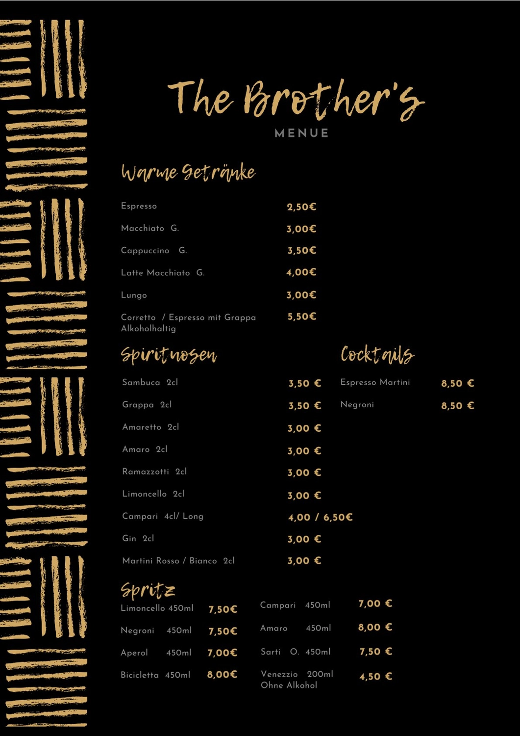 The Brothers – Pasta – Speisekarte