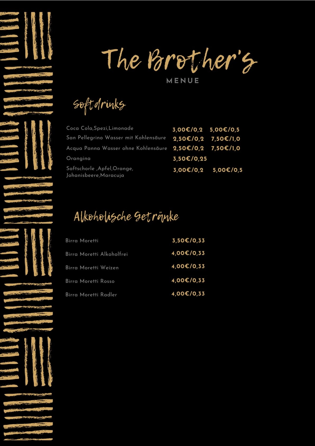 The Brothers – Pasta – Speisekarte